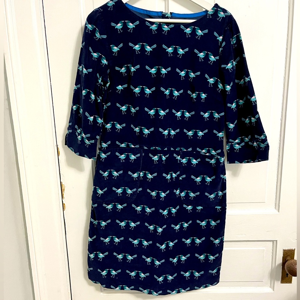 Corduroy Bird Print Dress Boden